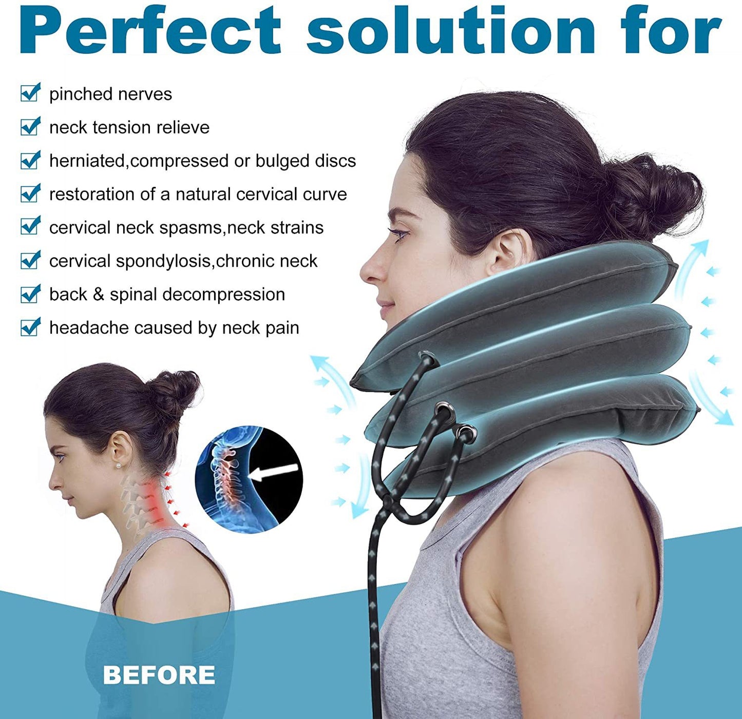 Adjustable 3-Layer Neck Traction Pillow