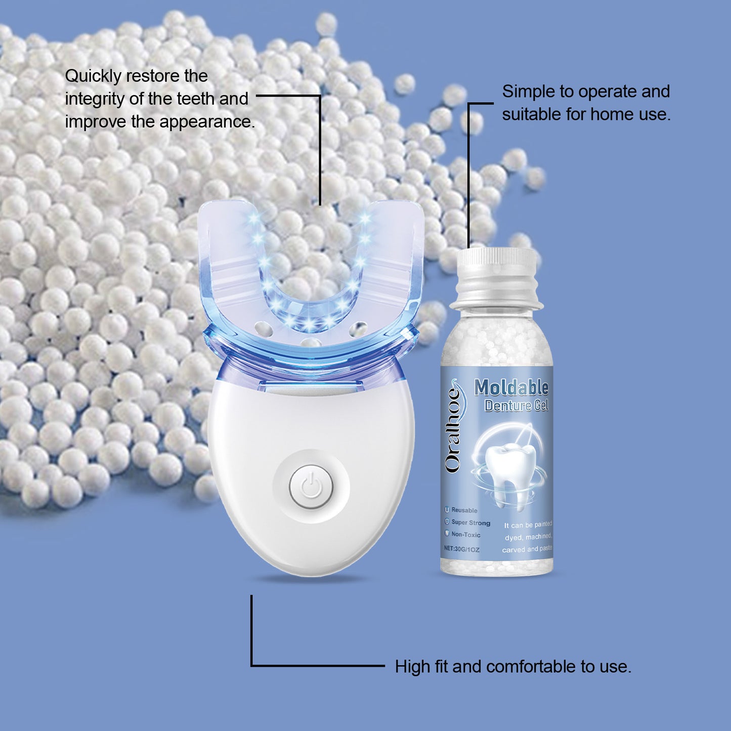 Tooth Repair Kit with Blue LED Light
