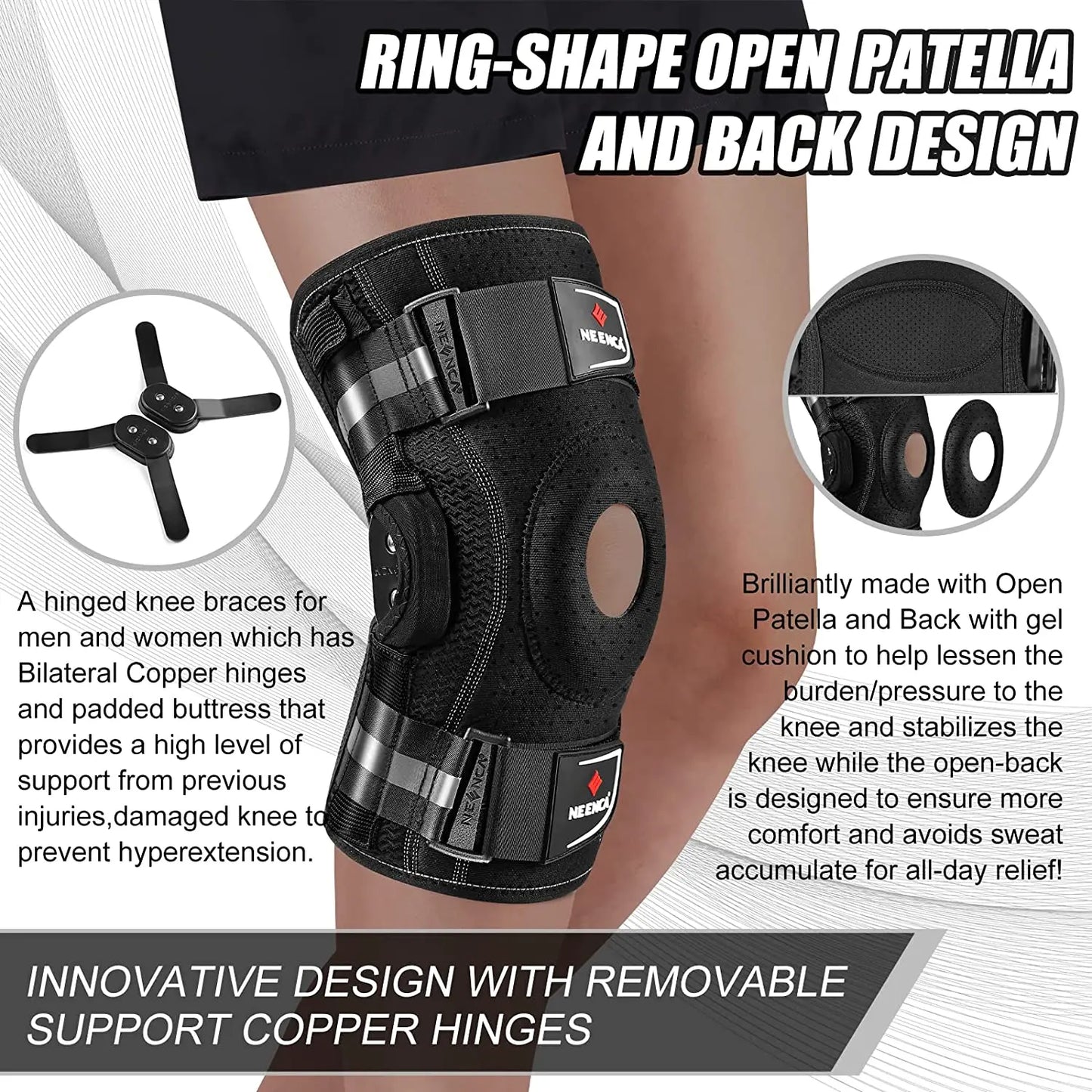 Hinged Knee Brace with Removable Stabilizers