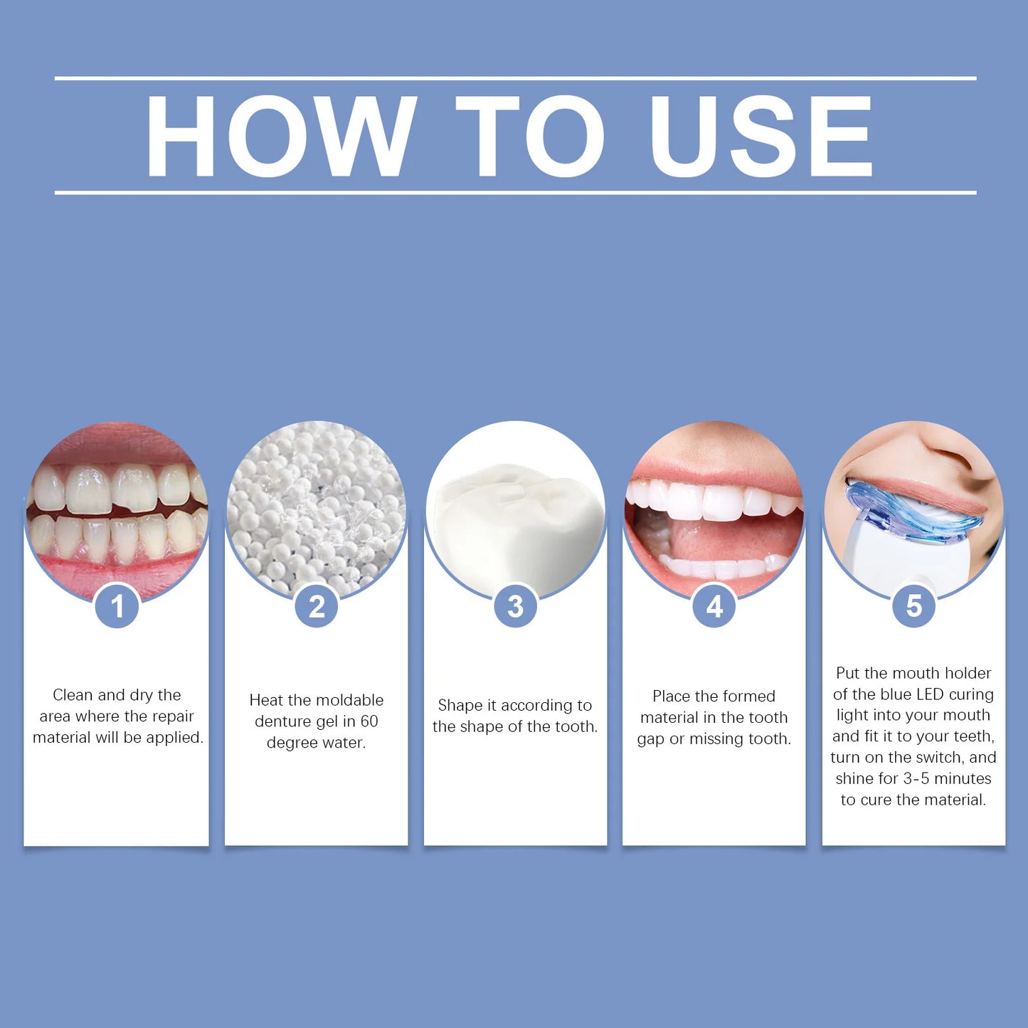 Tooth Repair Kit with Blue LED Light