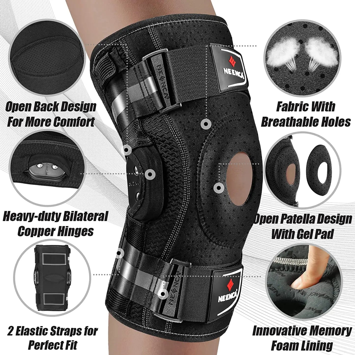 Hinged Knee Brace with Removable Stabilizers
