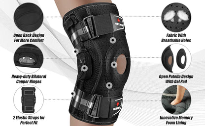 Hinged Knee Brace with Removable Stabilizers