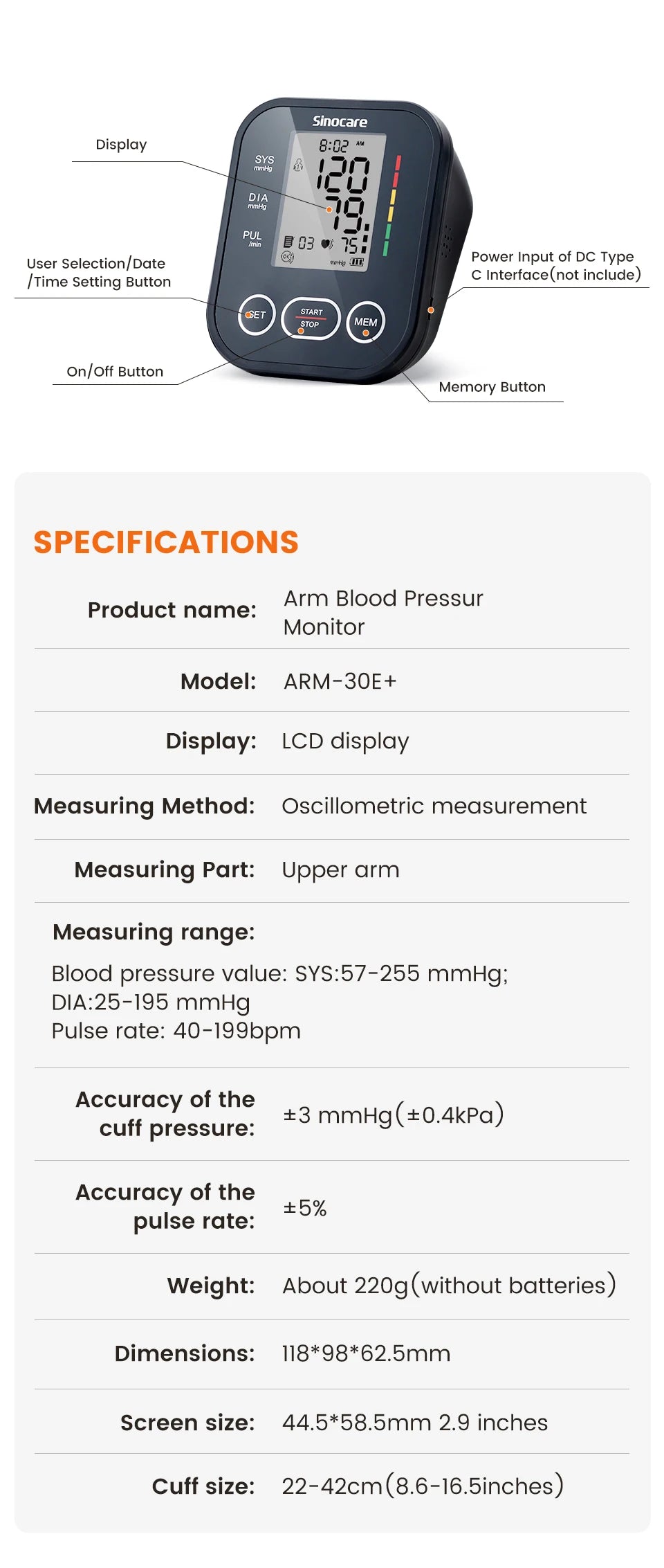 Automatic Upper Arm Blood Pressure Monitor