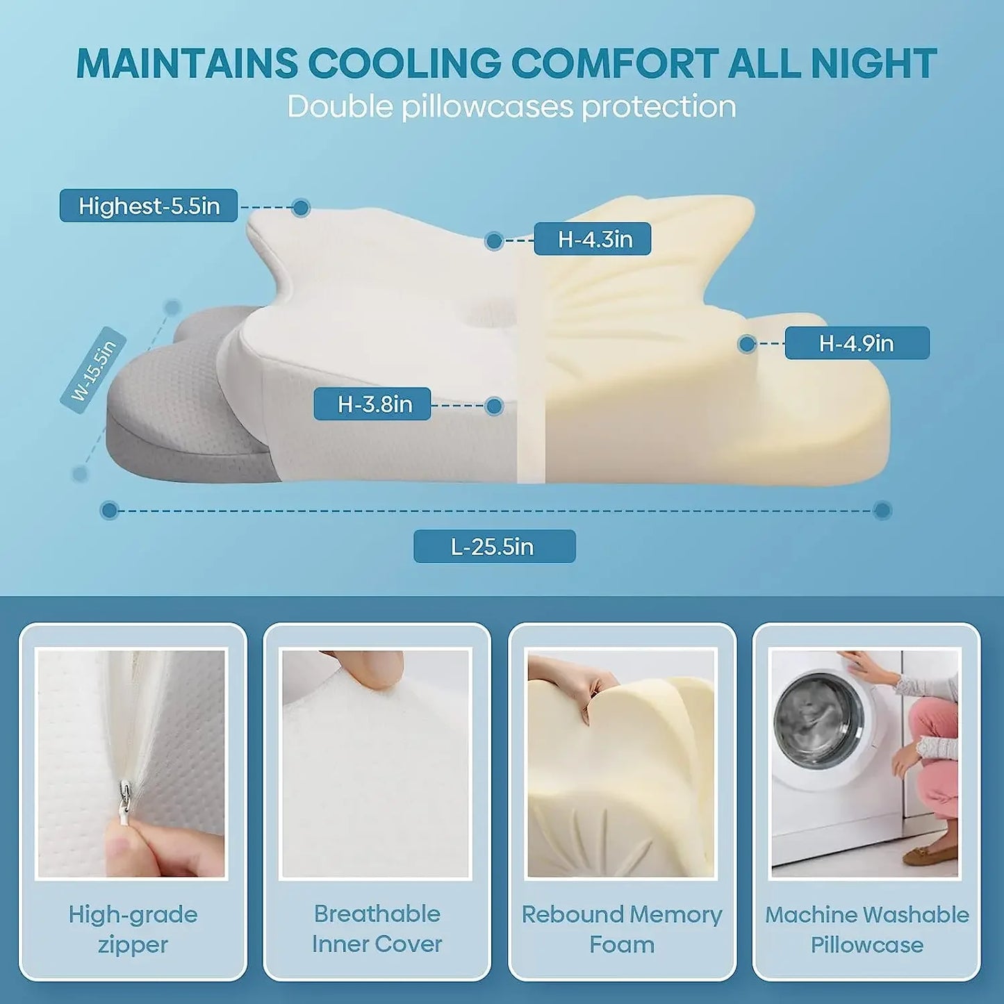 Ergonomic Contour Memory Foam Pillow